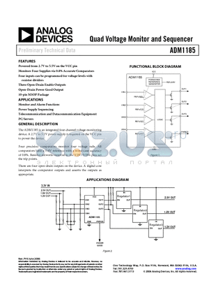ADM1185ARMZ datasheet - Quad Voltage Monitor and Sequencer