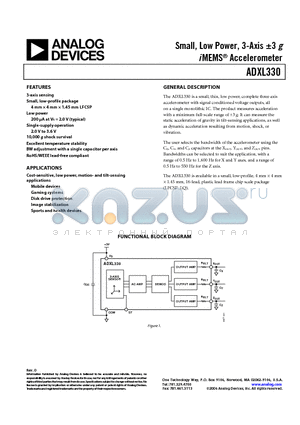 ADXL330KCPZ datasheet - Small, Low Power, 3-Axis a3 g i MEMS Accelerometer