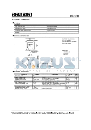 CE2250A-LZ-25.000-LP datasheet - CLOCK