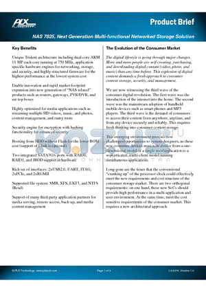 NAS7825 datasheet - Next Generation Multi-functional Networked Storage Solution