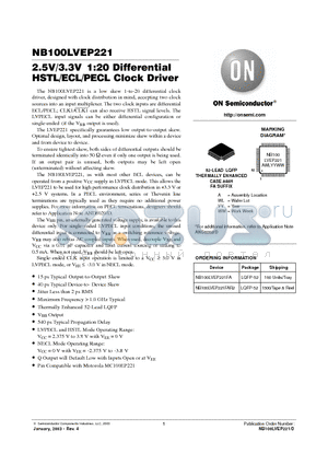 NB100LVEP221D datasheet - 2.5V/3.3V 1:20 Differential HSTL/ECL/PECL Clock Driver