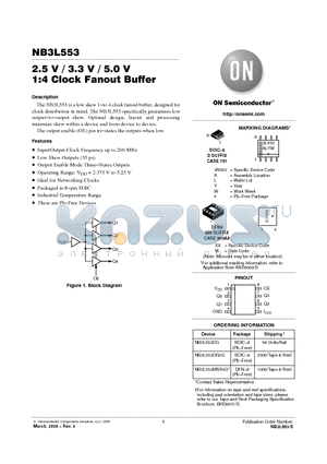 NB3L553DR2G datasheet - 2.5 V / 3.3 V / 5.0 V 1:4 Clock Fanout Buffer