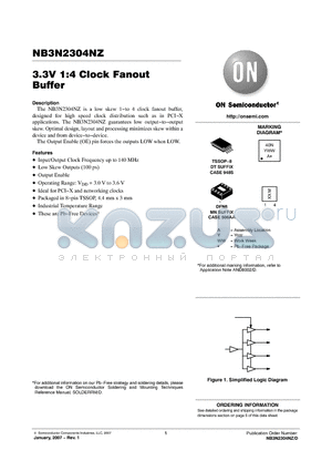 NB3N2304NZDTG datasheet - 3.3V 1:4 Clock Fanout Buffer