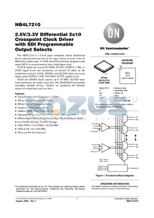 NB4L7210 datasheet - 2.5V/3.3V Differential 2x10 Crosspoint Clock Driver with SDI Programmable Output Selects