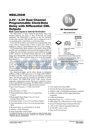 NB6L295M datasheet - 2.5V / 3.3V Dual Channel Programmable Clock/Data Delay with Differential CML Outputs