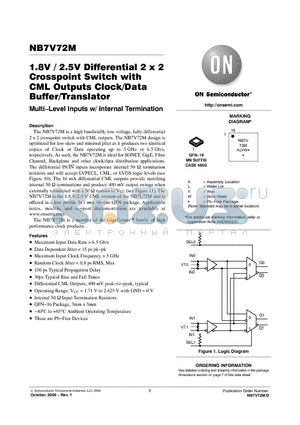 NB7V72M datasheet - 1.8V / 2.5V Differential 2 x 2 Crosspoint Switch with CML Outputs Clock/Data Buffer/Translator