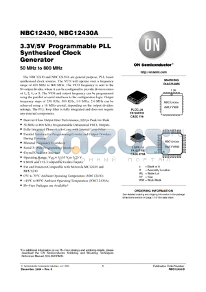 NBC12430AFA datasheet - 3.3V/5VProgrammable PLL  Synthesized Clock Generator