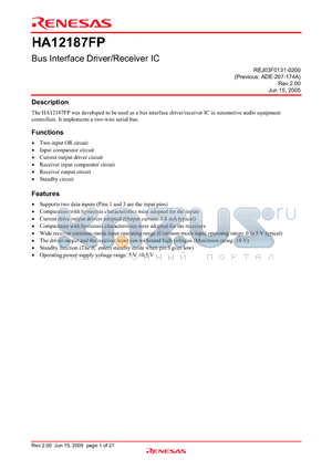 HA12187FP datasheet - Bus Interface Driver/Receiver IC