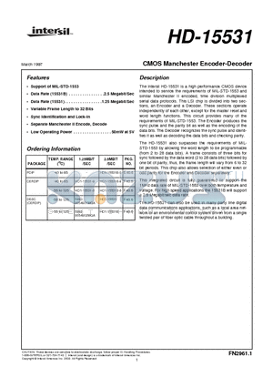 HD-15531_02 datasheet - CMOS Manchester Encoder-Decoder