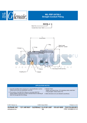 M24758-2C datasheet - Straight Conduit Fitting