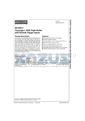 NC7NZ17 datasheet - TinyLogic. UHS Triple Buffer with Schmitt Trigger Inputs