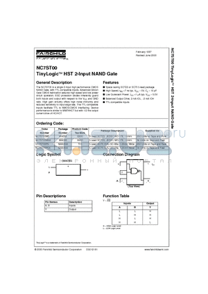 NC7ST00P5 datasheet - TinyLogic HST 2-Input NAND Gate