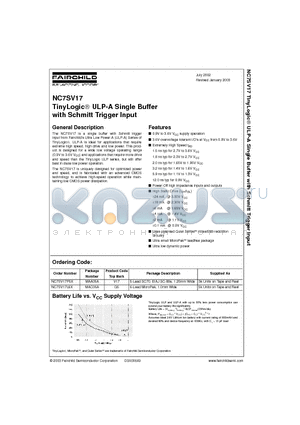 NC7SV17L6X datasheet - TinyLogic. ULP-A Single Buffer with Schmitt Trigger Input