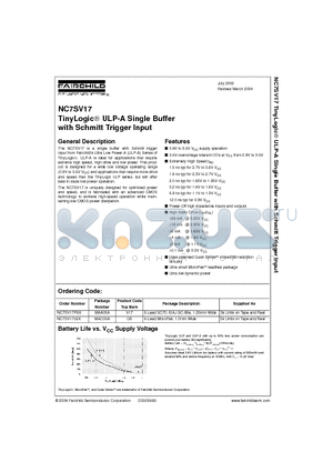 NC7SV17L6X datasheet - TinyLogic ULP-A Single Buffer with Schmitt Trigger Input