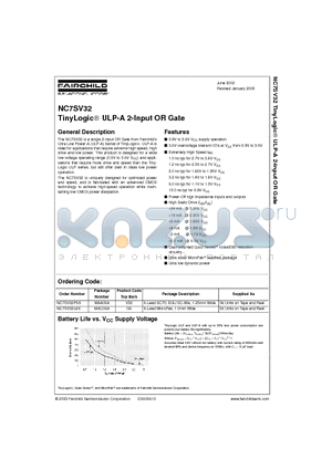 NC7SV32L6X datasheet - TinyLogic ULP-A 2-Input OR Gate