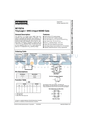 NC7SZ10L6X datasheet - TinyLogic UHS 3-Input NAND Gate