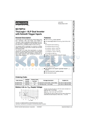 NC7WP14L6X datasheet - TinyLogic ULP Dual Inverter with Schmitt Trigger Inputs