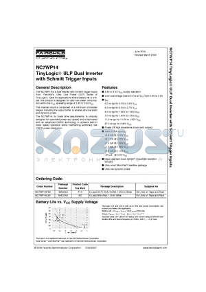 NC7WP14P6X datasheet - TinyLogic ULP Dual Inverter with Schmitt Trigger Inputs