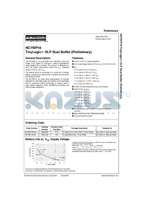 NC7WP16 datasheet - TINYLOGIC-R ULP DUAL BUFFER (PRELIMINARY)