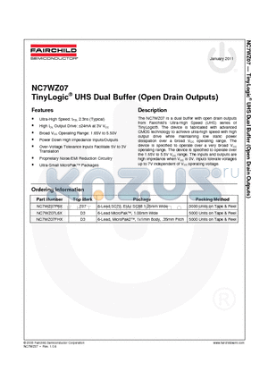 NC7WZ07_11 datasheet - TinyLogic^ UHS Dual Buffer (Open Drain Outputs)