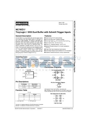 NC7WZ17L6X datasheet - TinyLogic UHS Dual Buffer with Schmitt Trigger Inputs