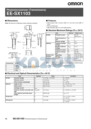 EE-SX1103 datasheet - Photomicrosensor (Transmissive)