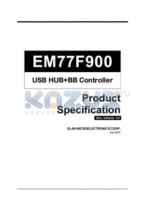 EM77F900 datasheet - USB HUBBB Controller