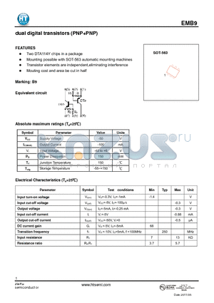 EMB9 datasheet - dual digital transistors (PNP  PNP)