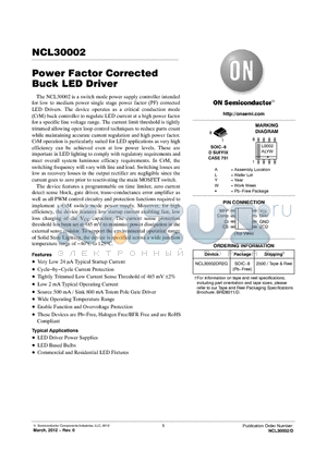 NCL30002DR2G datasheet - Power Factor Corrected Buck LED Driver