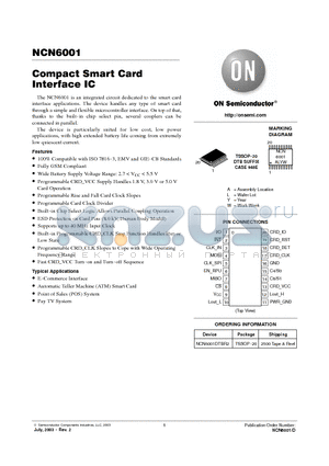 NCN6001 datasheet - Compact Smart Card Interface IC