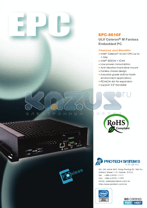 EPC-8610F datasheet - ULV Celeron M Fanless Embedded PC