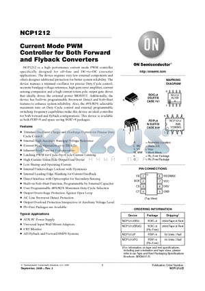 NCP1212 datasheet - Current Mode PWM Controller for Both Forward and Flyback Converters