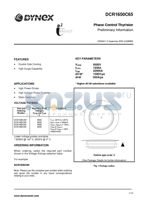 DCR1650C65 datasheet - Phase Control Thyristor