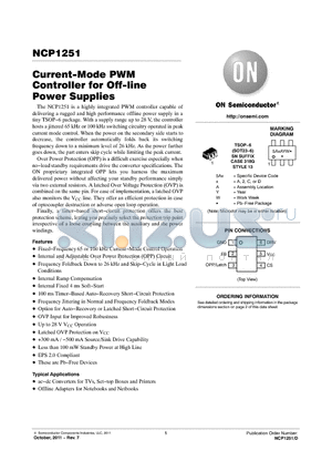 NCP1251ASN100T1G datasheet - Current-Mode PWM Controller for Off-line Power Supplies