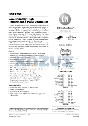 NCP1239VDR2 datasheet - Low−Standby High Performance PWM Controller