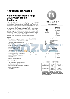 NCP1392BDR2G datasheet - High-Voltage Half-Bridge Driver with Inbuiltc Oscillator