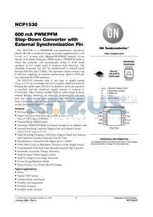 NCP1530DM30R2G datasheet - 600 mA PWM/PFM Step-Down Converter with External Synchronization Pin