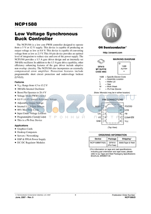 NCP1588MTR2G datasheet - Low Voltage Synchronous Buck Controller