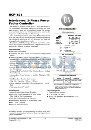 NCP1631 datasheet - Interleaved, 2-Phase Power Factor Controller