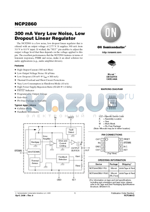 NCP2860DM277R2G datasheet - 300 mA Very Low Noise, Low Dropout Linear Regulator