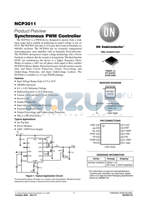 NCP3011 datasheet - Synchronous PWM Controller