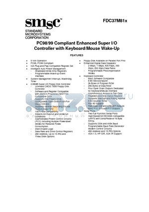 FDC37M812 datasheet - PC98/99 Compliant Enhanced Super I/O Controller with Keyboard/Mouse Wake-Up