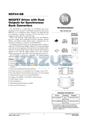 NCP3418B datasheet - MOSFET Driver with Dual Outputs for Synchronous Buck Converters