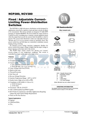 NCP380HMUAJAATBG datasheet - Fixed / Adjustable Current-Limiting Power-Distribution Switches