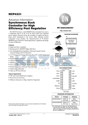 NCP4331 datasheet - Synchronous Buck Controller for High Efficiency Post Regulation
