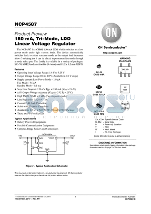 NCP4587 datasheet - 150 mA, Tri-Mode, LDO Linear Voltage Regulator