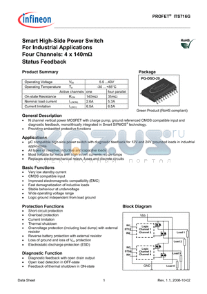 ITS716G datasheet - Smart High-Side Power Switch For Industrial Applications