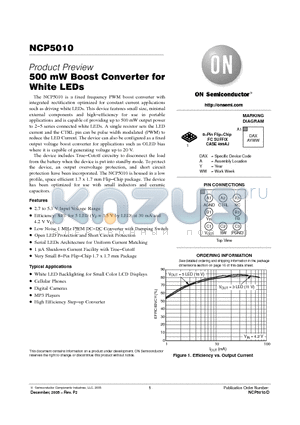 NCP5010FCT1G datasheet - 500 mW Boost Converter for White LEDs