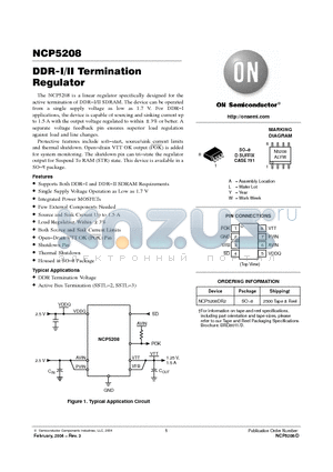 NCP5208 datasheet - DDR-I/II Termination Regulator