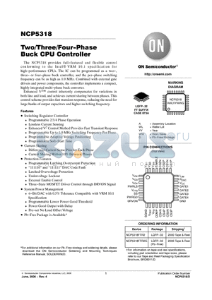 NCP5318 datasheet - Two/Three/Four−Phase Buck CPU Controller